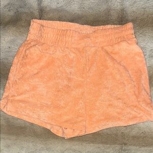 Women's Orange Terry Cloth Shorts